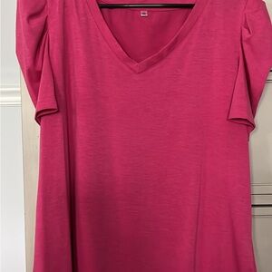 Women's Pink V-Neck Top